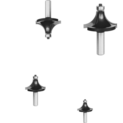 Black 4pcs Roundover Router Bit Set Edge Beading Router Bits 8mm Shank
