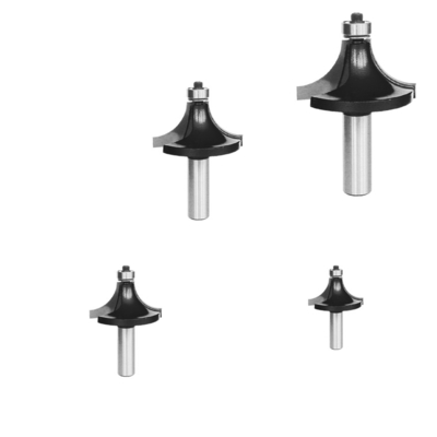 Black 4pcs Roundover Router Bit Set Edge Beading Router Bits 8mm Shank