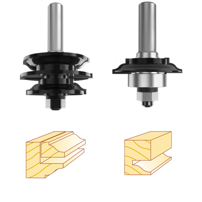 2 PCS Ogee Rail And Stile Router Bits For Cabinet Doors With Glass Inserts