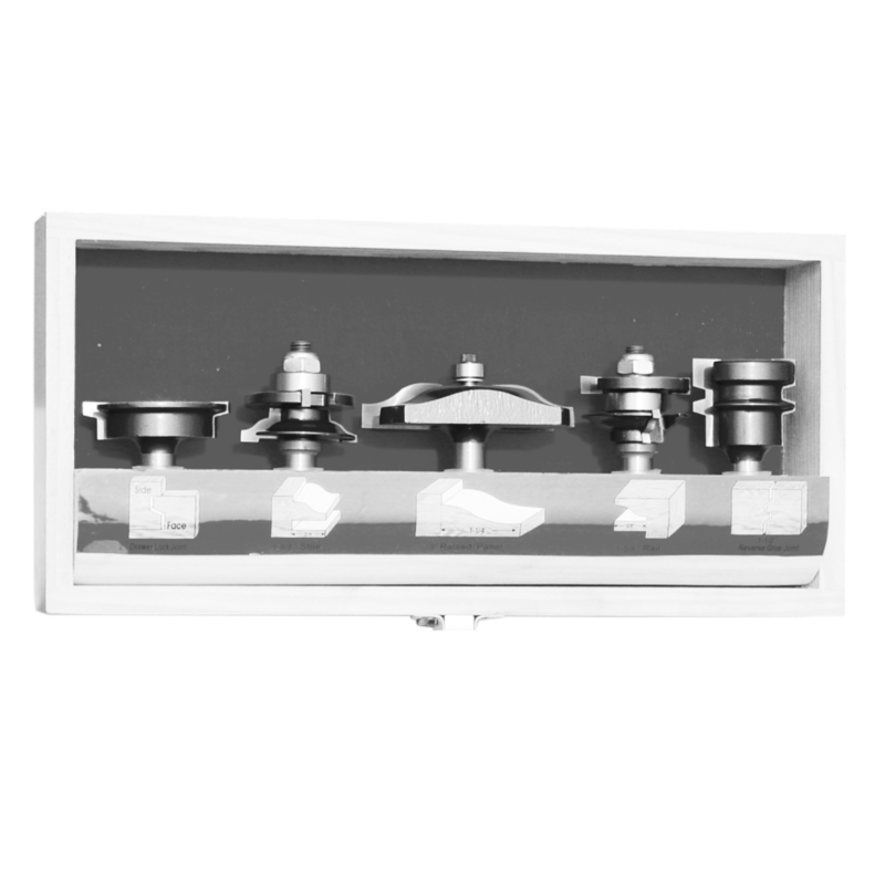 Grey 5pc TCT Router Bit Set Kitchen Door Router Cutter Sets